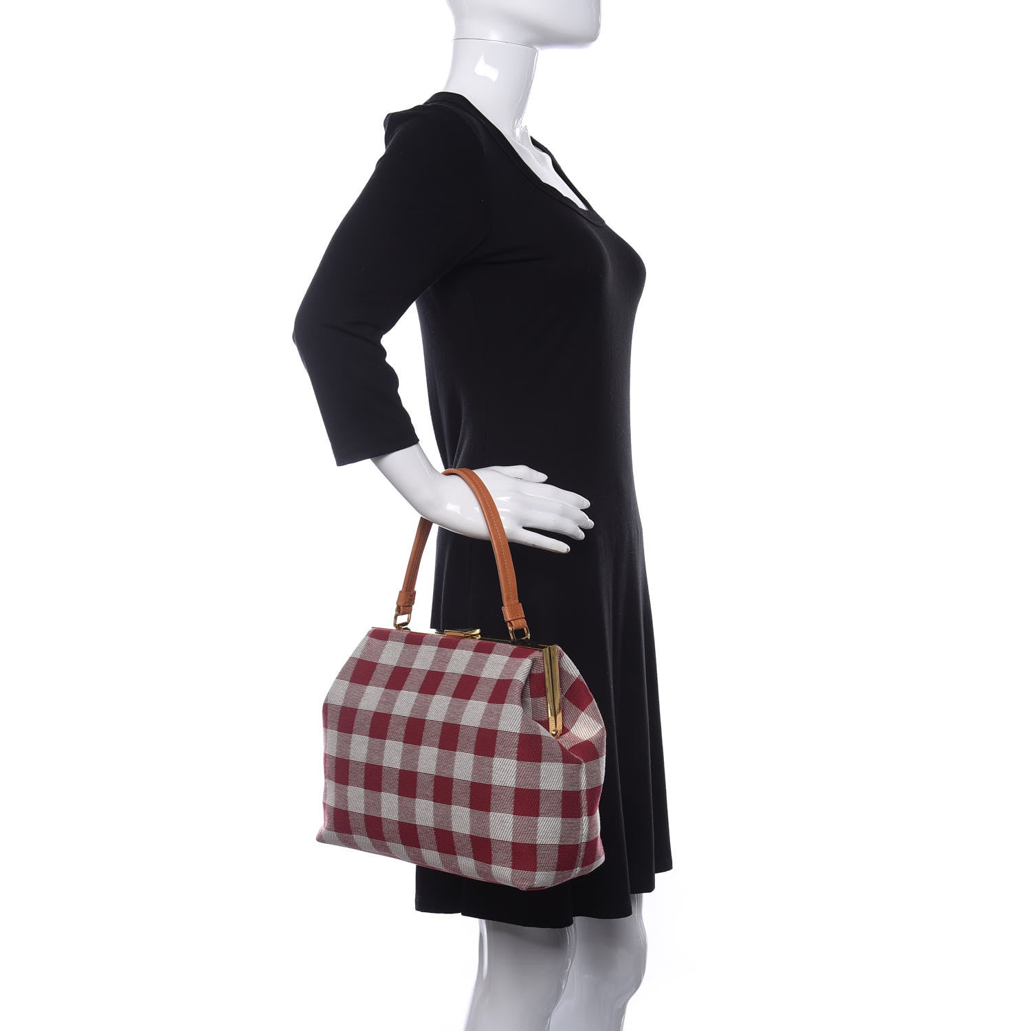 Mansur Gavriel Checker Canvas Elegant Bag Flamma 2 of 9