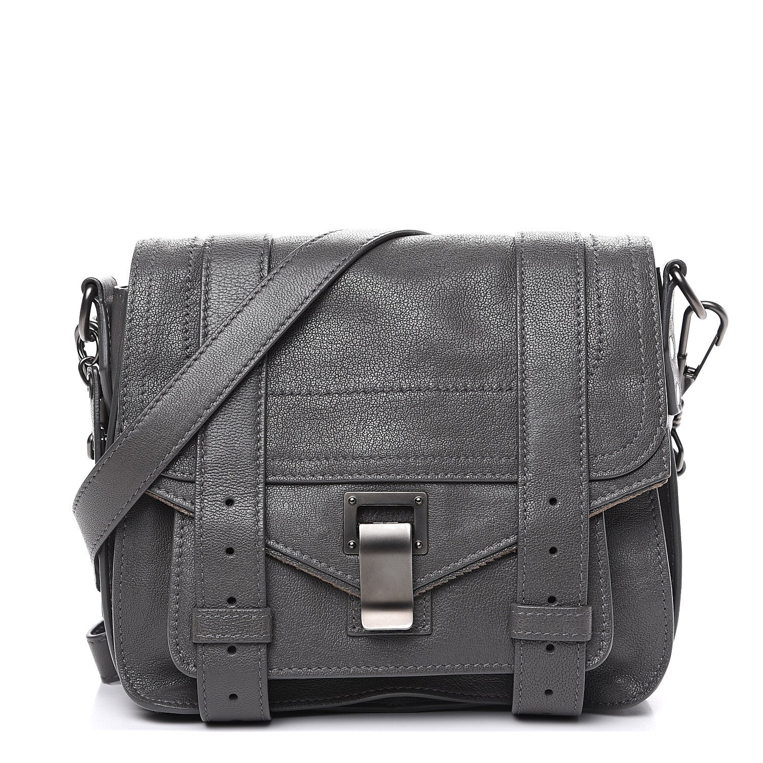 Proenza Schouler Lambskin PS1 Mini Pouch Messenger Heather Grey 1 of 9