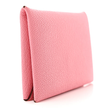 Hermes Chevre Chandra Verso Calvi Card Case Rose Confetti Brique 3 of 7