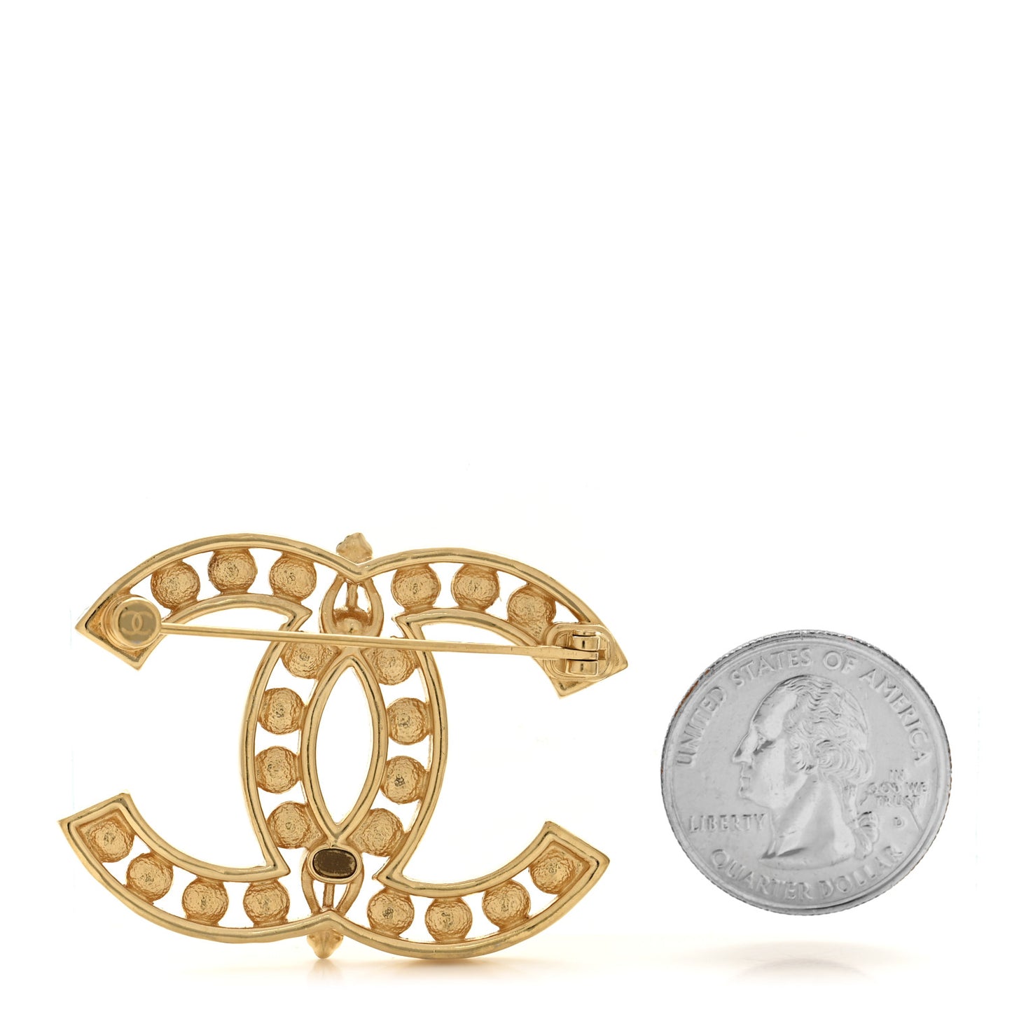 Crystal CC Brooch Gold