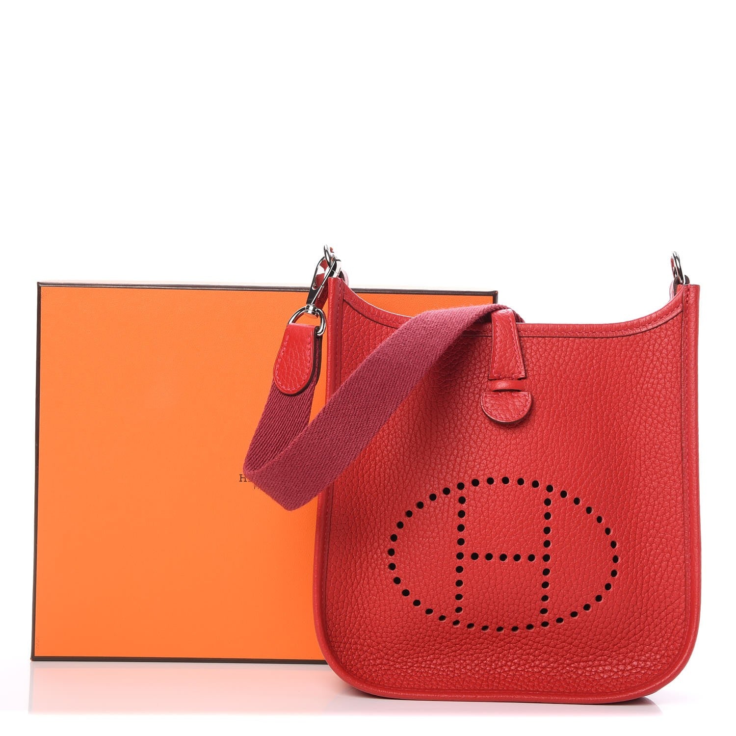Hermes Taurillon Clemence Evelyne TPM Rouge Casaque 8 of 8