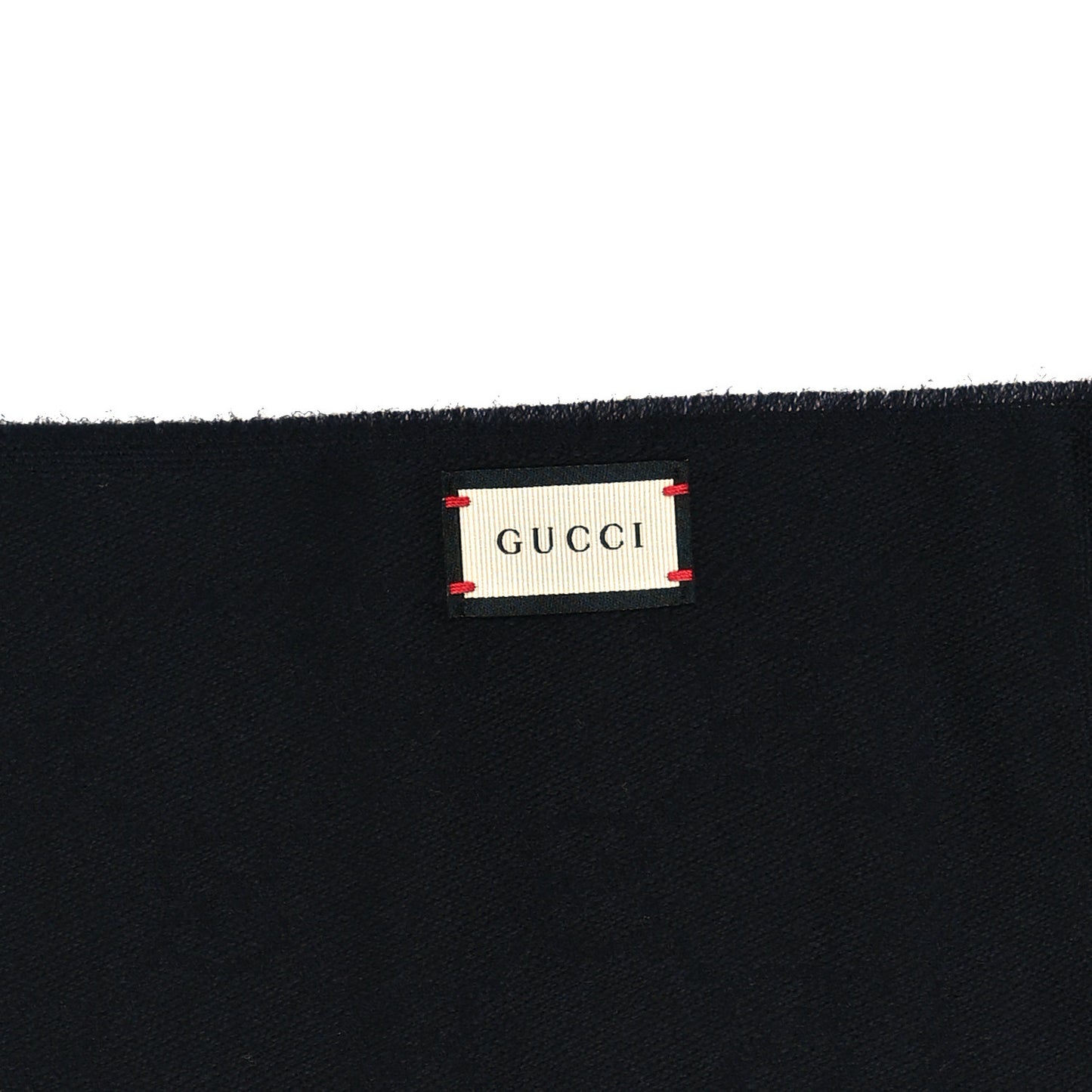 Wool Jacquard GG Monogram Sten Fringe Scarf Black