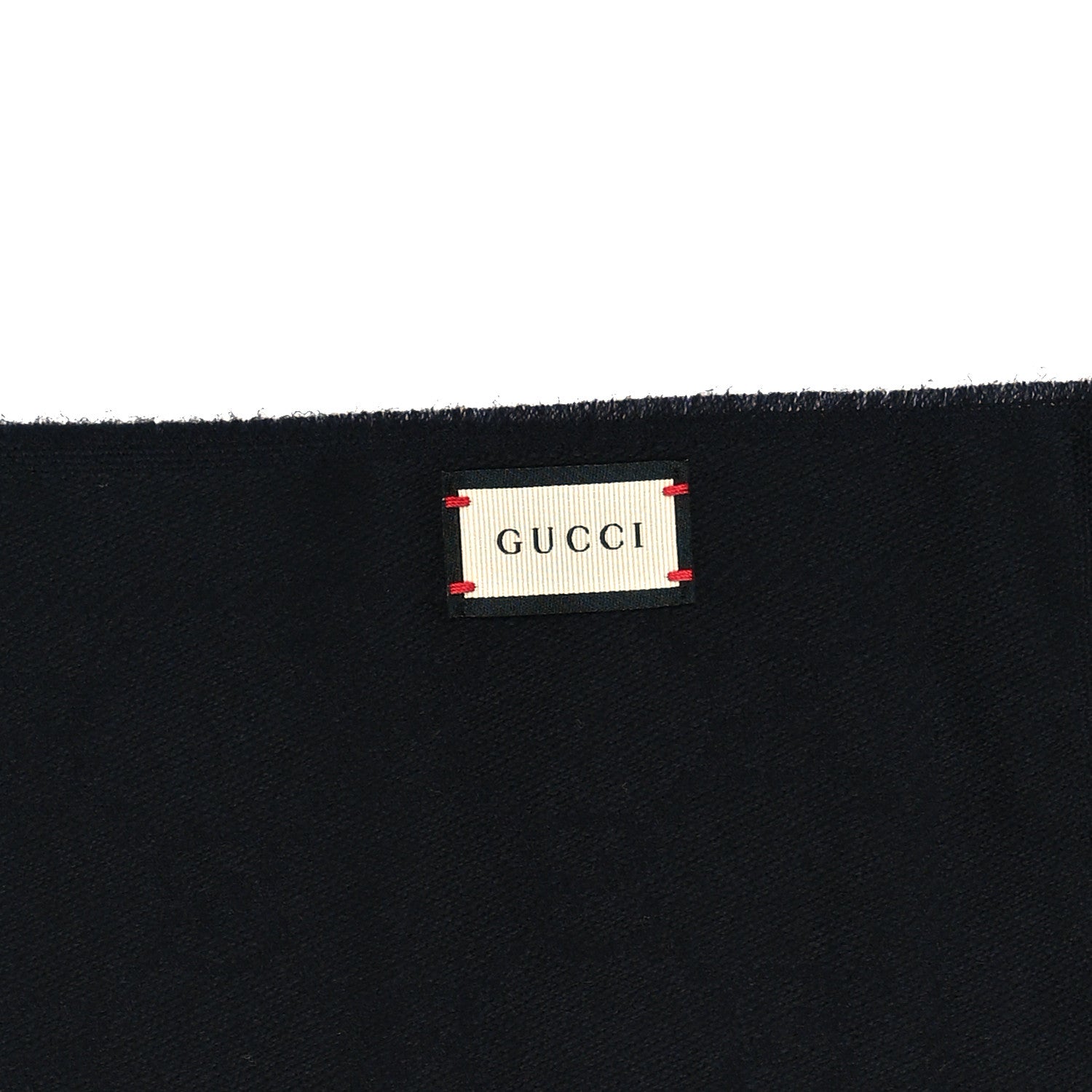 Gucci Wool Jacquard GG Monogram Sten Fringe Scarf Black 3 of 5