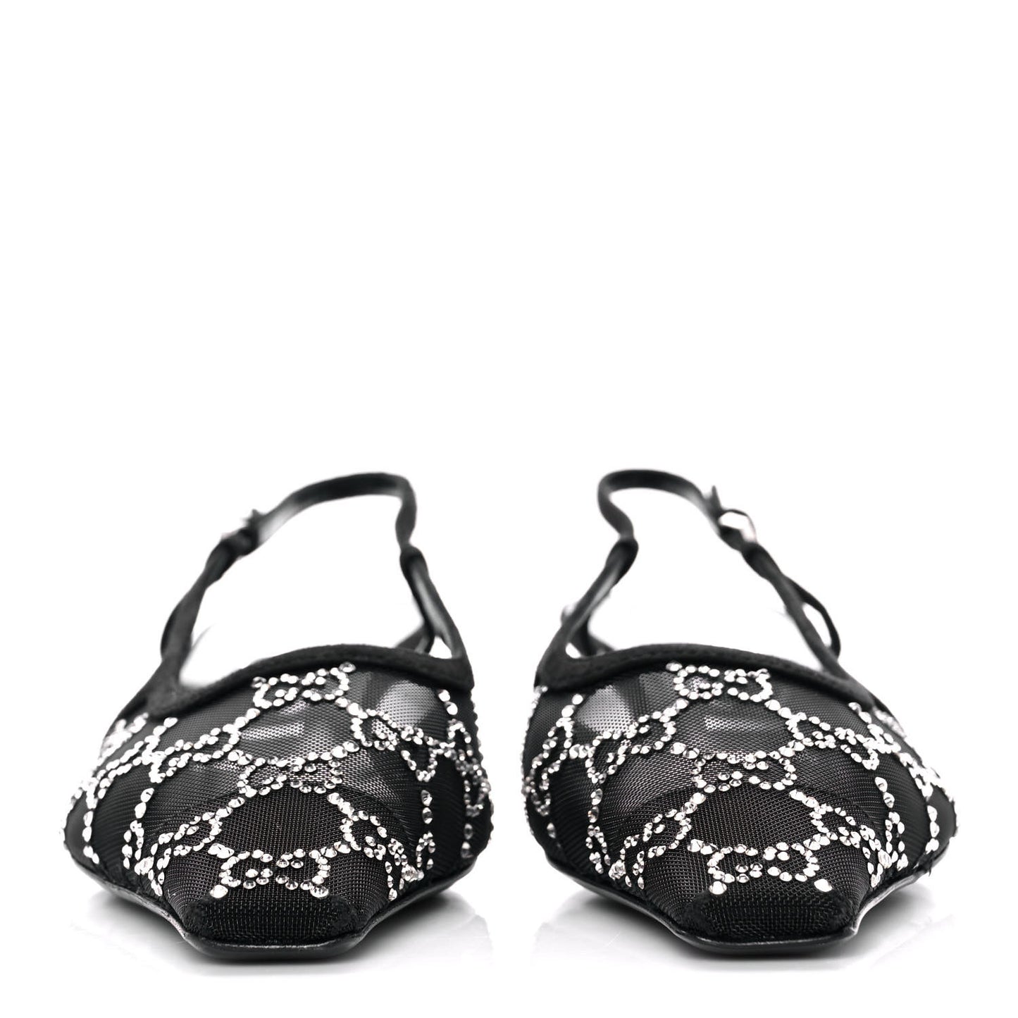 Tela Retino Kid Scamosciato Crystal GG Monogram Square G 35mm Slingback Pumps 38 Black