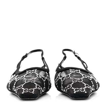 Gucci Tela Retino Kid Scamosciato Crystal GG Monogram Square G 35mm Slingback Pumps 38 Black 2 of 7