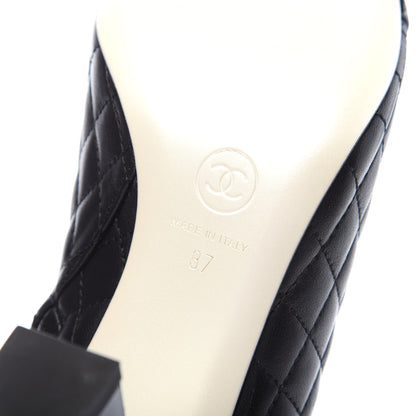 Chanel Lambskin Quilted Patent Short Boots 37 Black 6 of 7