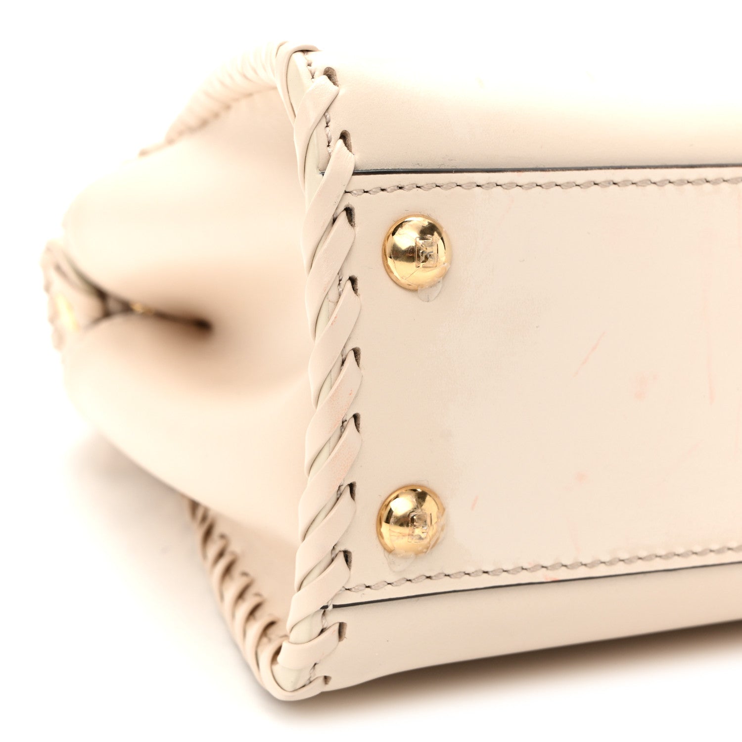 Fendi Nappa Interlace Mini Peekaboo Iconic Satchel Camelia 10 of 11