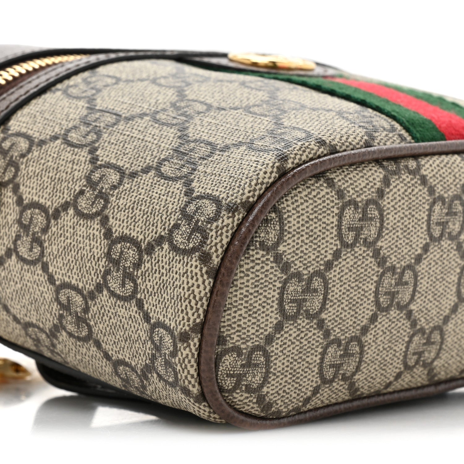 Gucci GG Supreme Monogram Textured Dollar Calfskin Web Ophidia Belt Bag 85 34 Beige Ebony New Acero 9 of 11