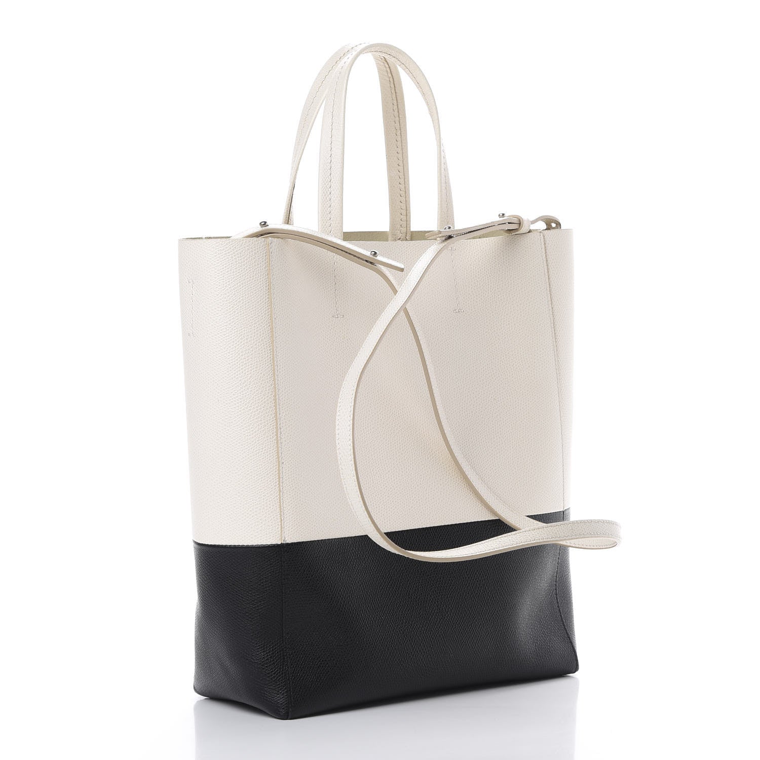 Celine Grained Calfskin Small Vertical Bi-Cabas Cream Black 2 of 12