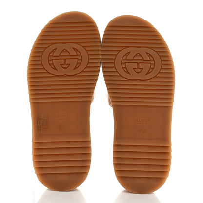 Gucci Canvas GG Monogram Angelina Platform Slide Sandals 38 Beige Ruggine 5 of 10