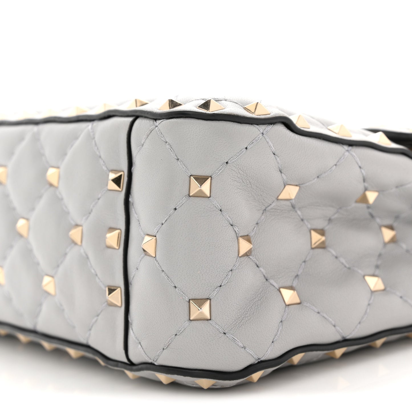 Nappa Medium Rockstud Spike Shoulder Bag Pastel Grey