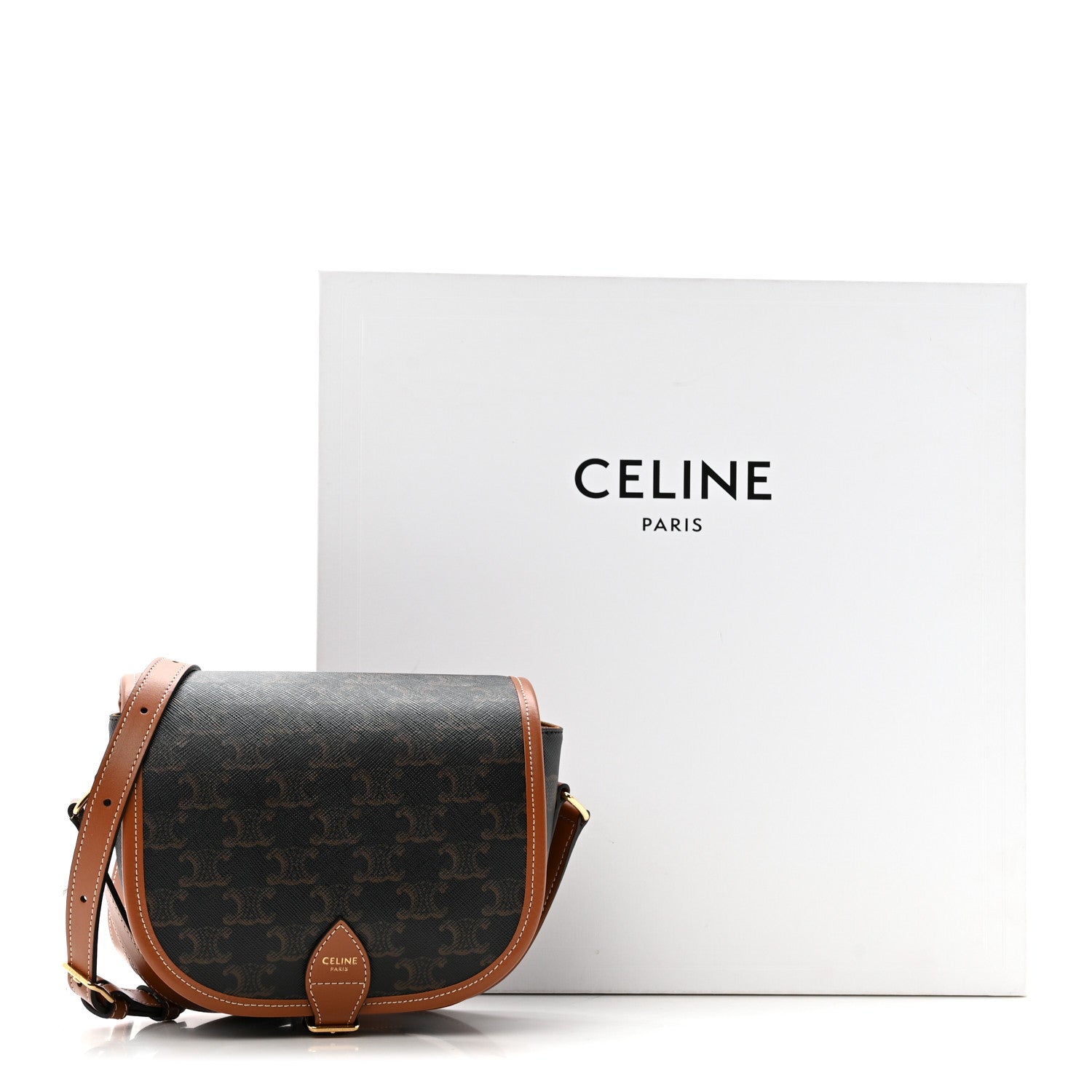 Celine Triomphe Canvas Medium Folco Bag Tan 11 of 11