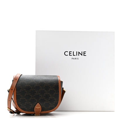 Celine Triomphe Canvas Medium Folco Bag Tan 11 of 11