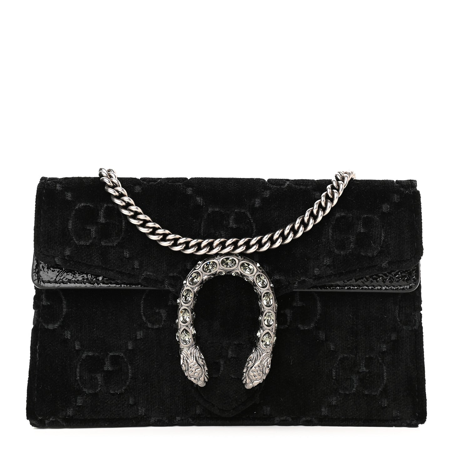 Velvet GG Monogram Super Mini Dionysus Shoulder Bag Black