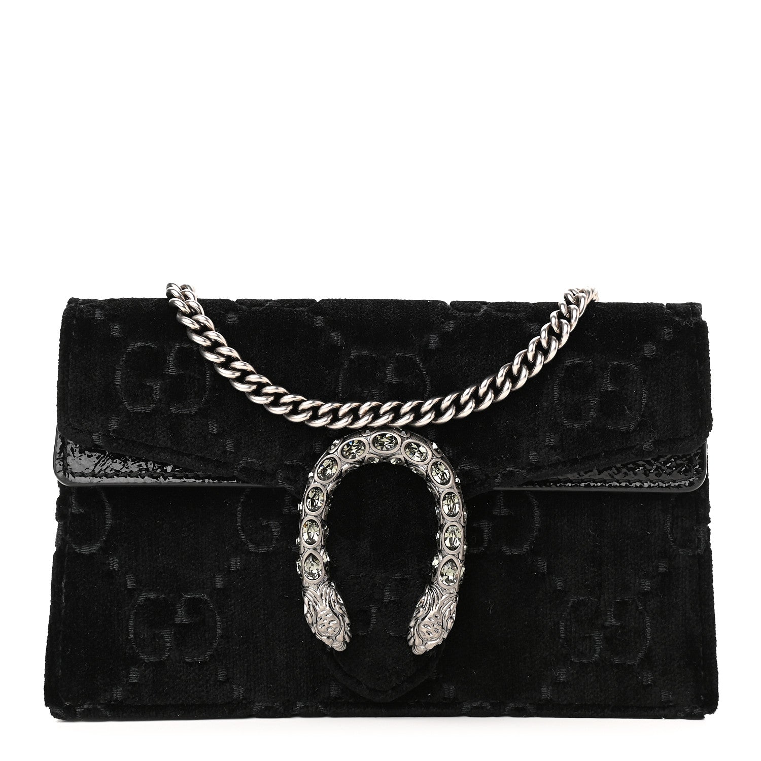 Gucci Velvet GG Monogram Super Mini Dionysus Shoulder Bag Black 1 of 7