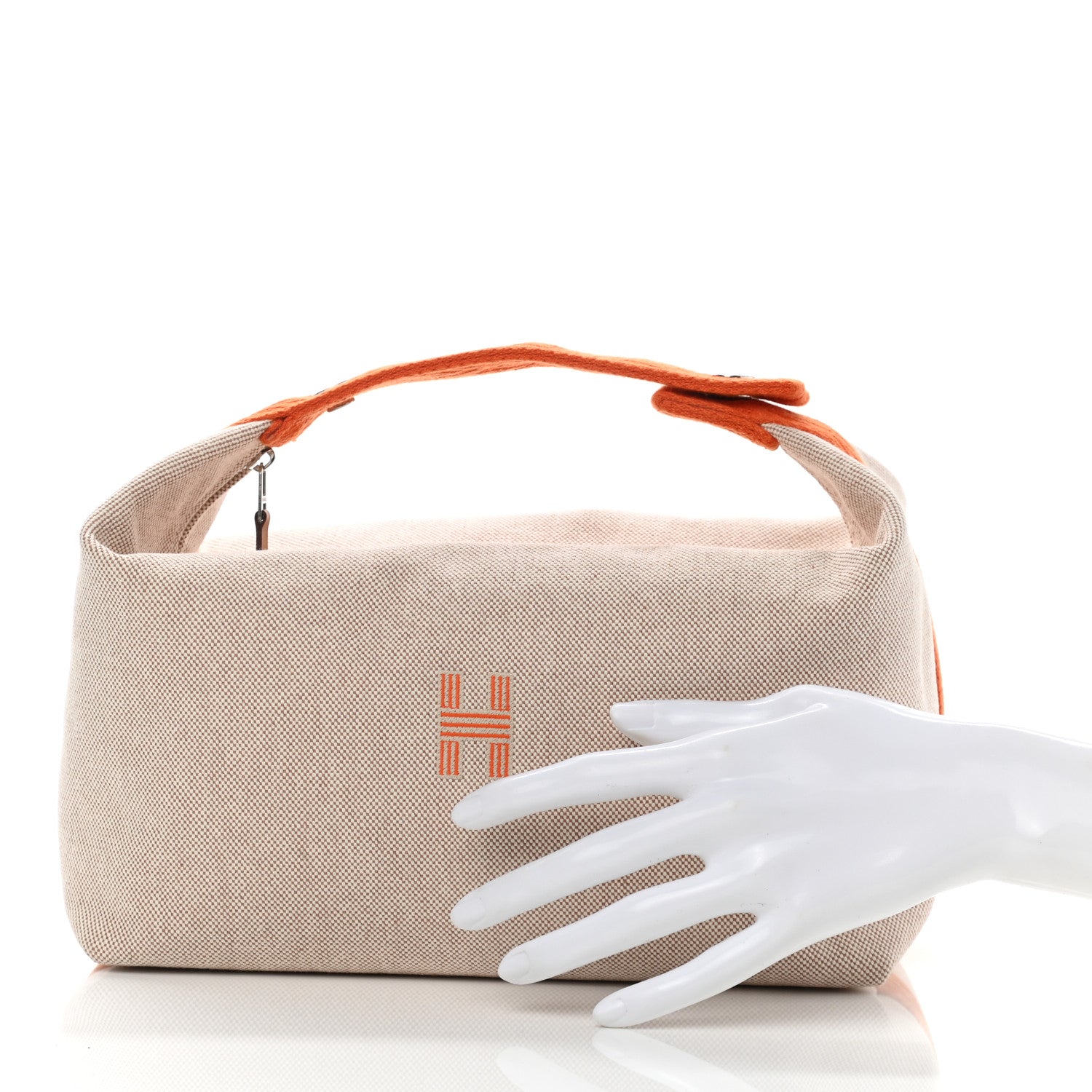 Hermes Canvas Large Bride-A-Brac Pouch Natural Orange 2 of 9