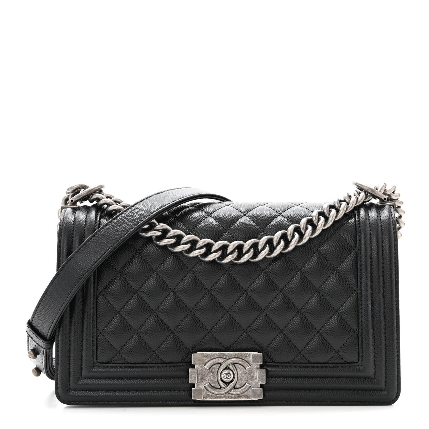 Caviar Quilted Medium Boy Flap Black