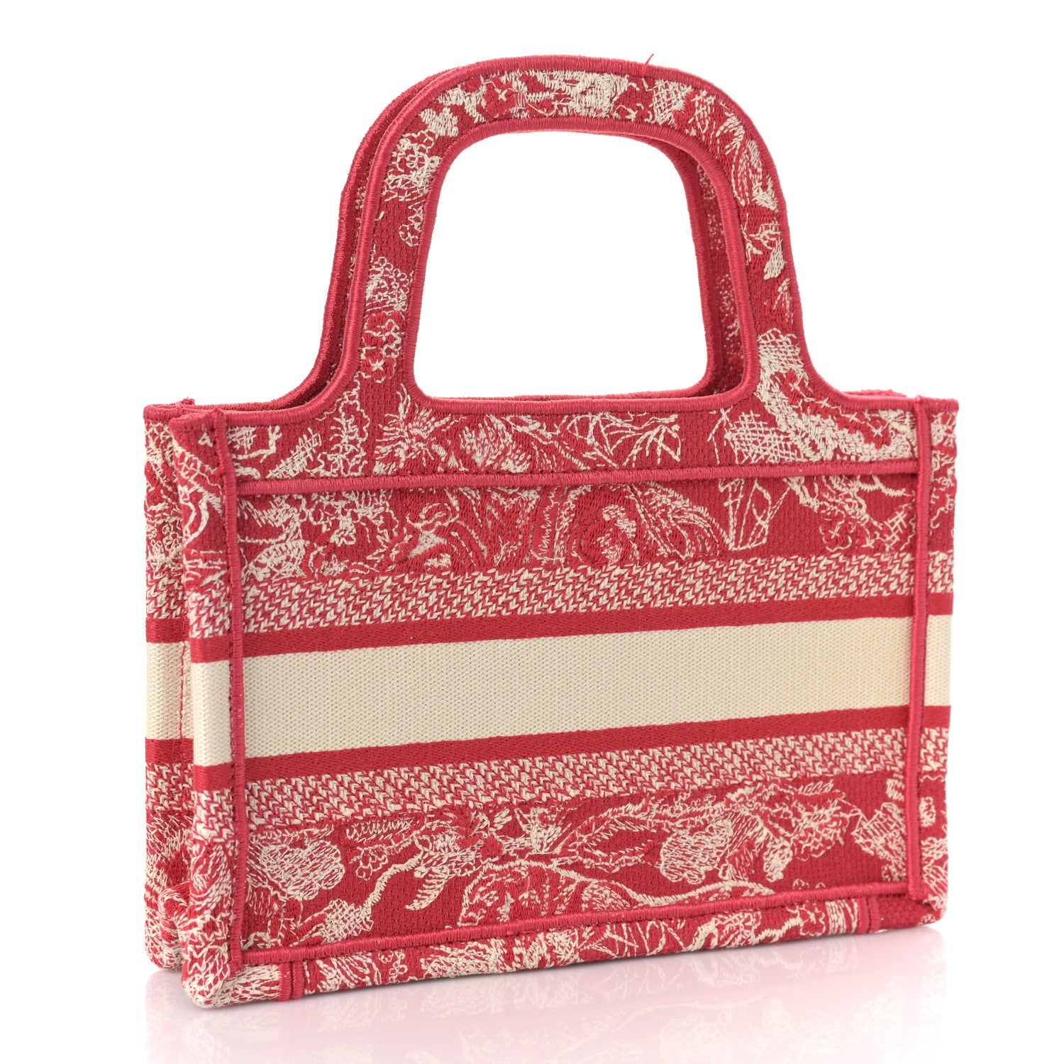 Christian Dior Canvas Embroidered Mini Toile De Jouy Book Tote Raspberry 2 of 7
