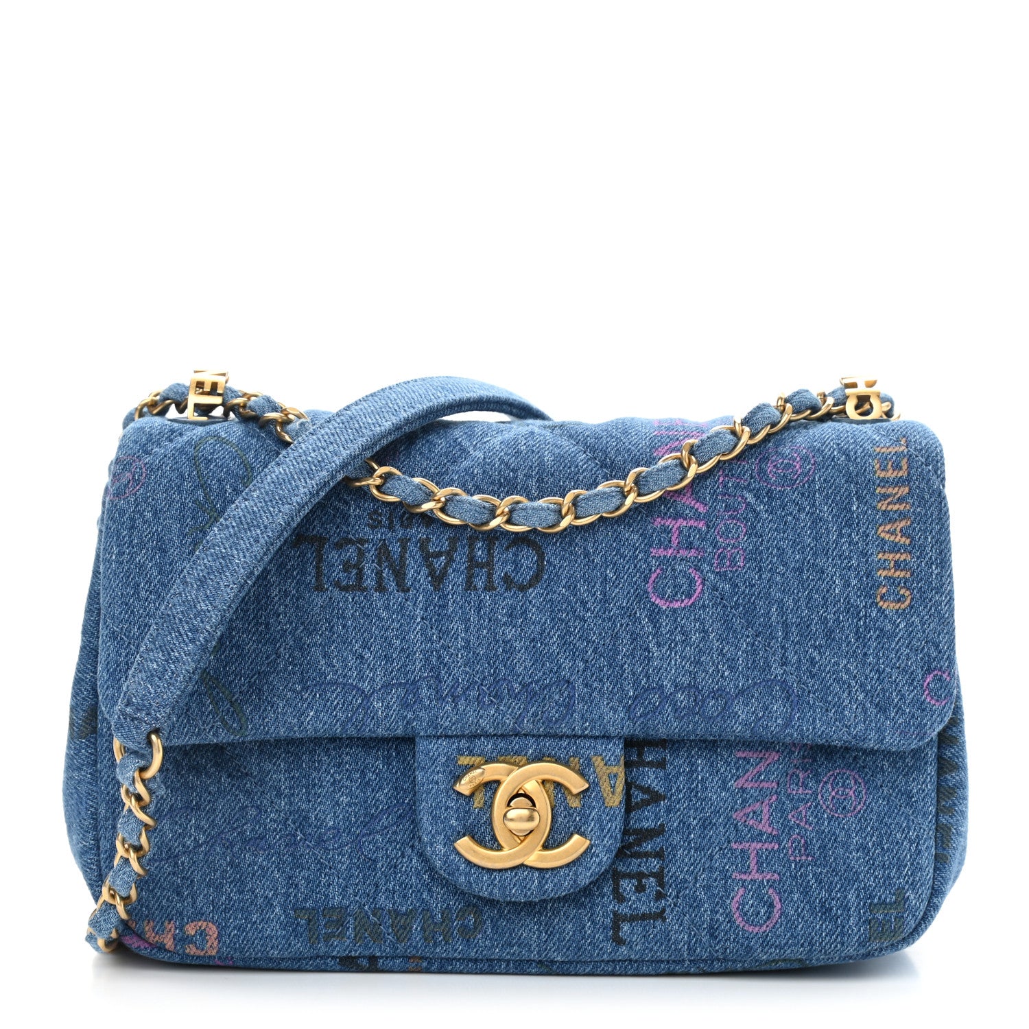 Chanel Denim Quilted Mini Denim Mood Rectangular Flap Blue Multicolor 1 of 11