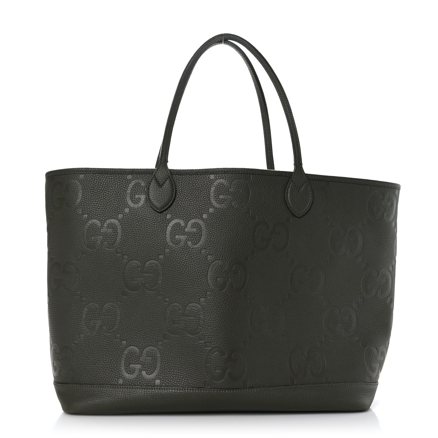 Gucci Monogram Jumbo GG Calfskin Web Large Shopping Tote Dark Green 1 of 10