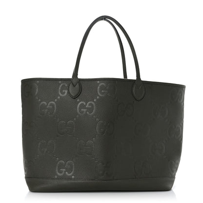 Gucci Monogram Jumbo GG Calfskin Web Large Shopping Tote Dark Green 1 of 10
