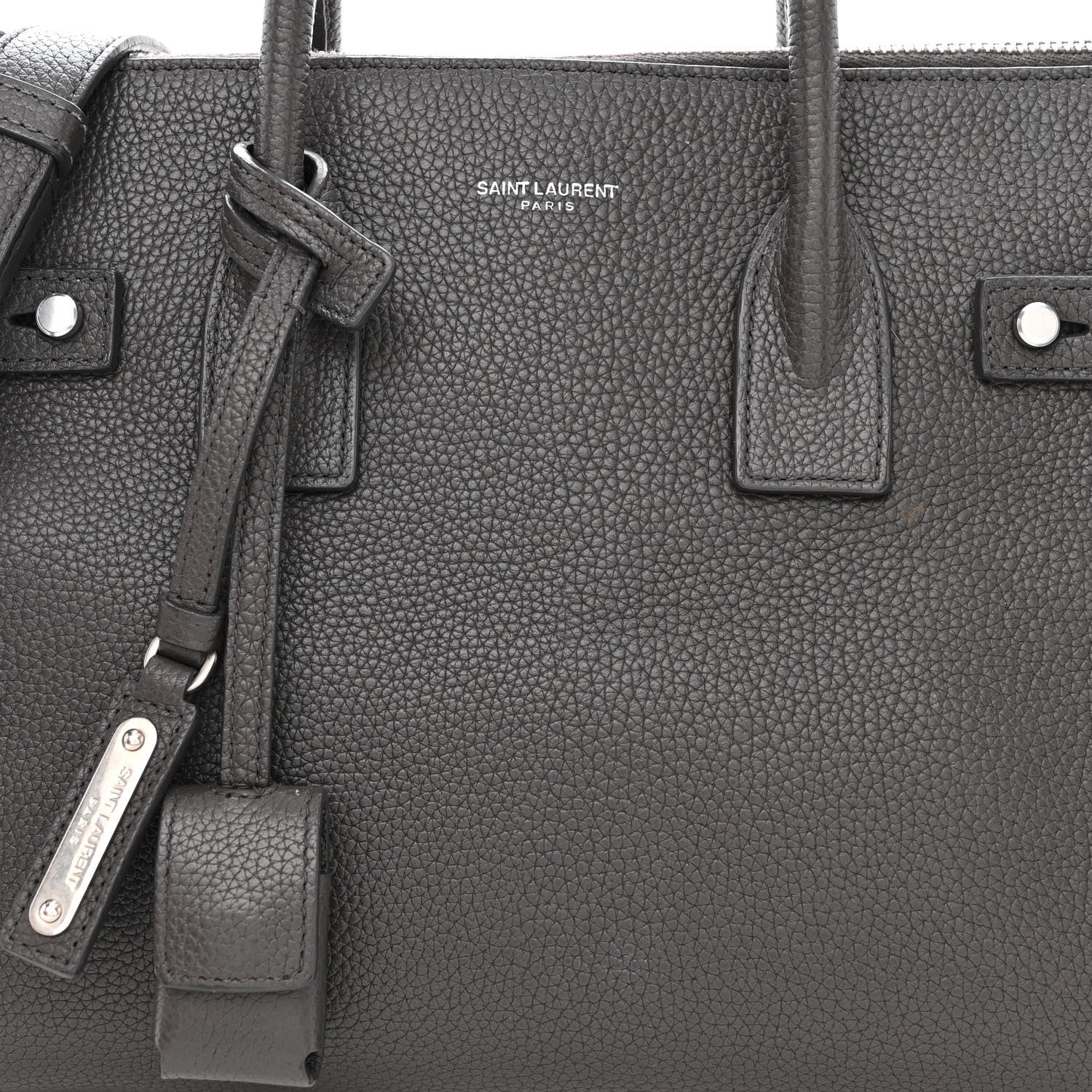 Saint Laurent Grained Calfskin Baby Sac De Jour Souple Asphalt 8 of 19