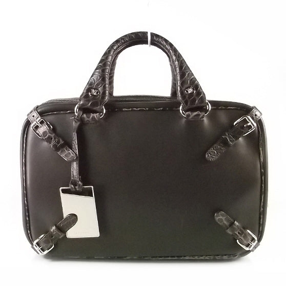 Celine Crocodile Embossed Leather Trunkette Bag Chocolate Brown 2 of 8