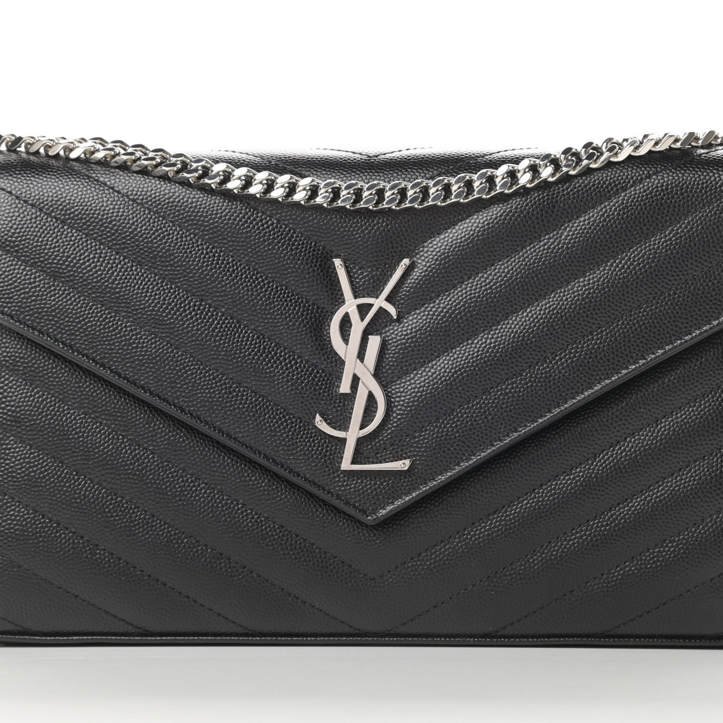 Grain De Poudre Matelasse Chevron Monogram Chain Wallet Black
