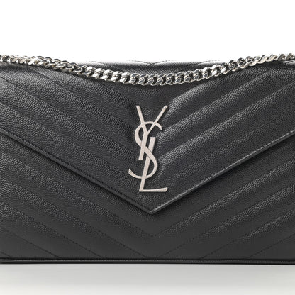 Saint Laurent Grain De Poudre Matelasse Chevron Monogram Chain Wallet Black 9 of 12