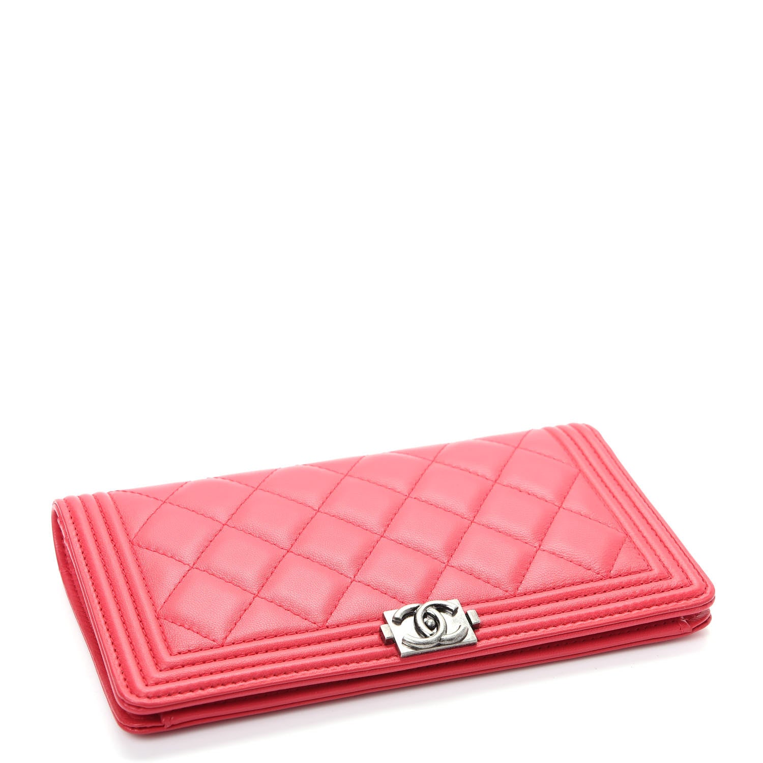 Chanel Lambskin Quilted Boy Yen Wallet Pink 4 of 9