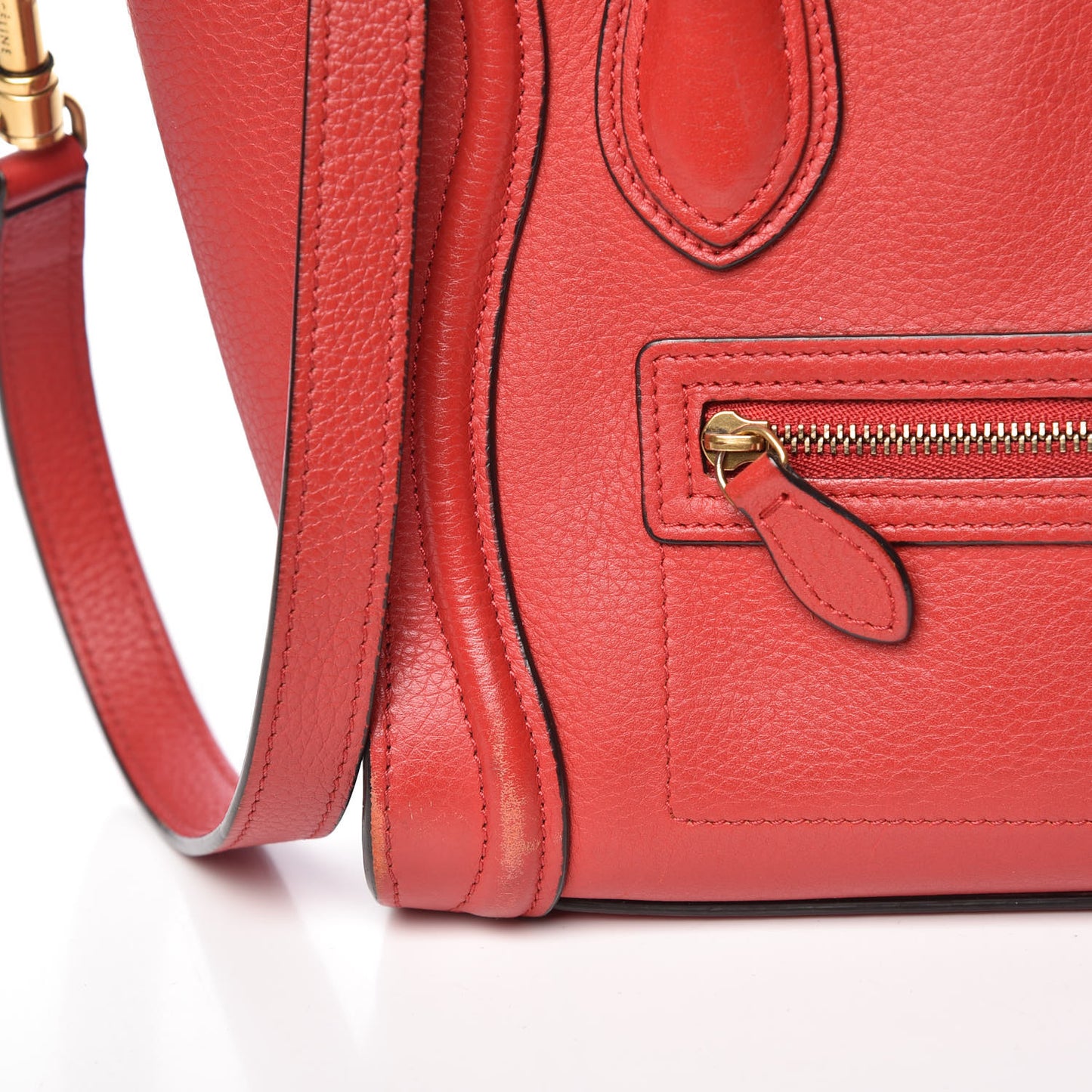 Drummed Calfskin Nano Luggage Coquelicot