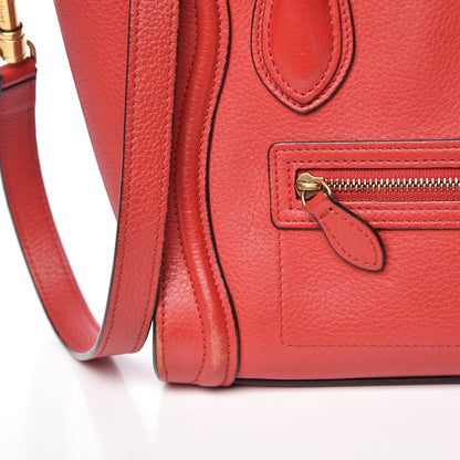 Celine Drummed Calfskin Nano Luggage Coquelicot 20 of 23