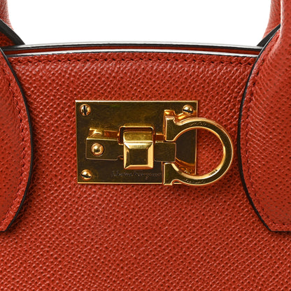 Salvatore Ferragamo Hammered Calfskin Small The Studio Box Bag Brick 11 of 12