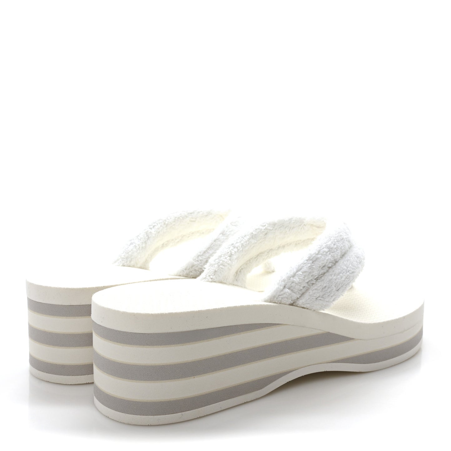 Terry Cloth CC Logo Thong Sandals 37.5 White
