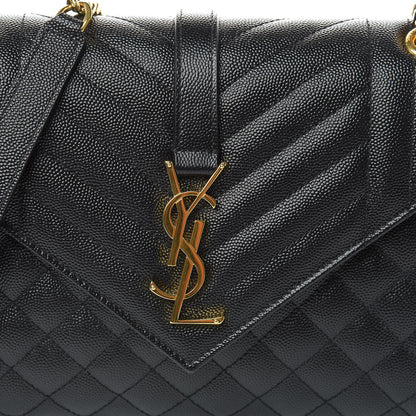 Saint Laurent Grain De Poudre Textured Mixed Matelasse Triquilt Medium Monogram Satchel Black 9 of 9