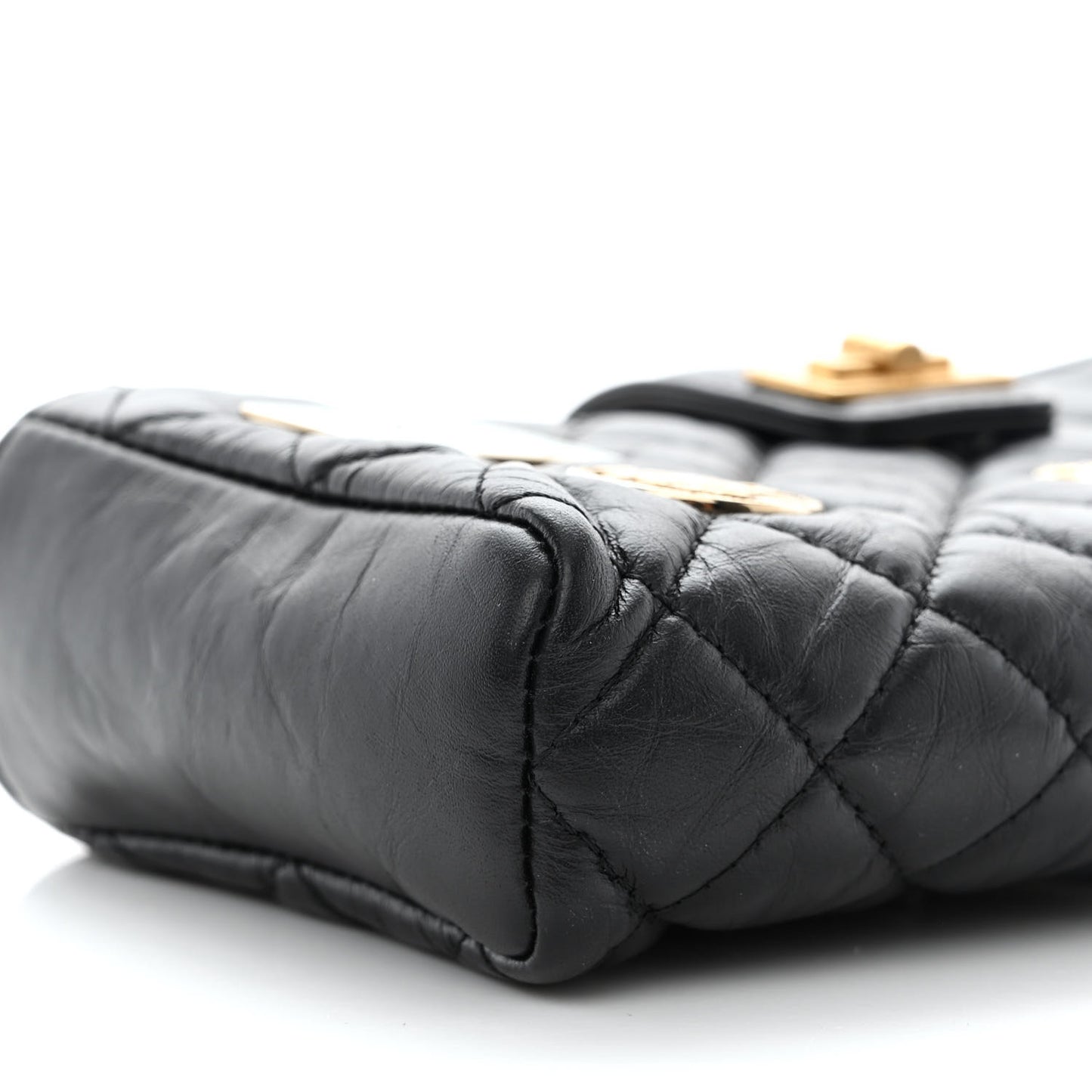 Aged Calfskin Lucky Charms 2.55 Reissue Mini Clutch With Chain Black