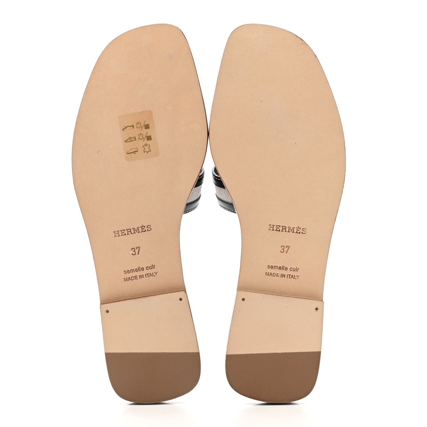 Hermes Calfskin Canvas Oran Sandals 37 Black 5 of 8