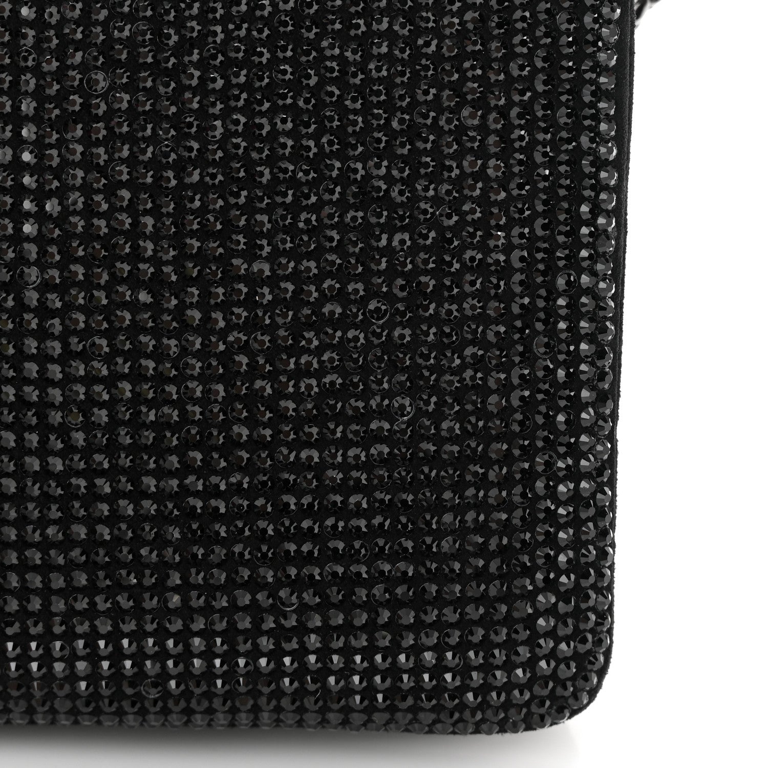Valentino Garavani Crystal Suede Embellished Small One Stud Clutch With Chain Black 10 of 11
