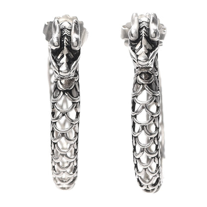 John Hardy Sterling Silver Naga Dragon Hoop Earrings 1 of 4