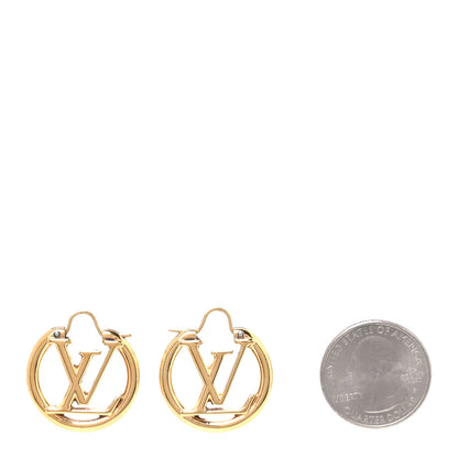 Louis Vuitton Metal Small Louise Hoop Earrings Gold 2 of 5