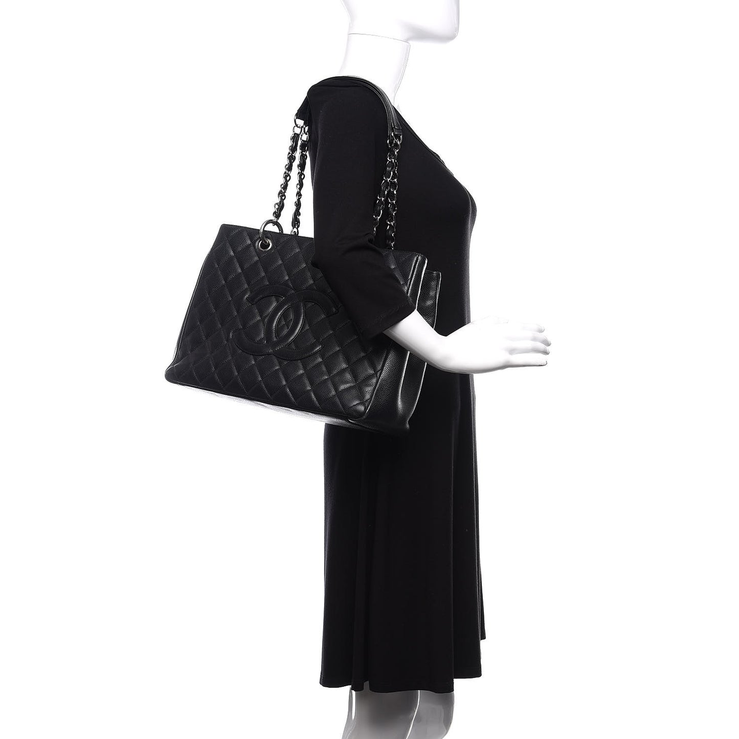 Caviar Quilted Grand Shopping Tote GST Black