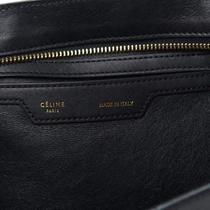Celine Crocodile Embossed Calfskin Suede Medium Trapeze Black 7 of 15