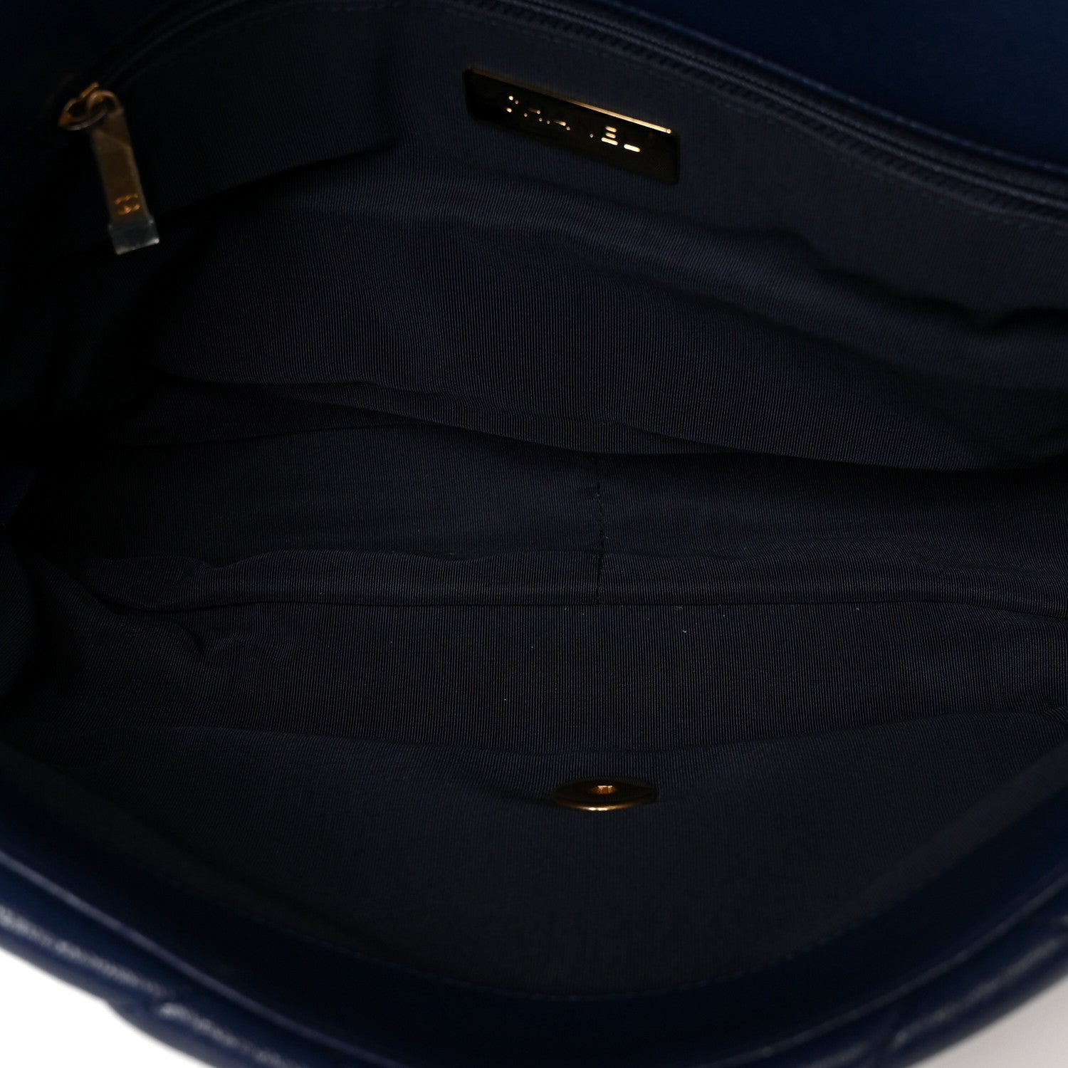 Chanel Goatskin Quilted Maxi Chanel 19 Flap Navy Blue 4 of 9