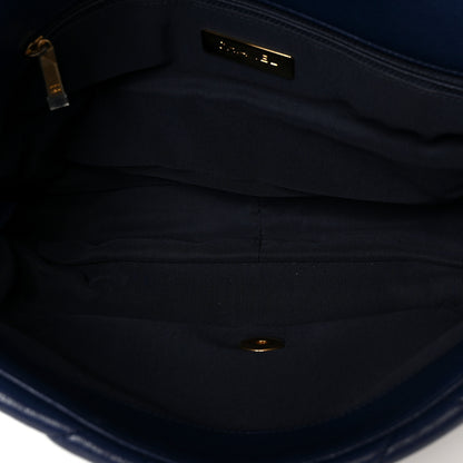 Chanel Goatskin Quilted Maxi Chanel 19 Flap Navy Blue 4 of 9