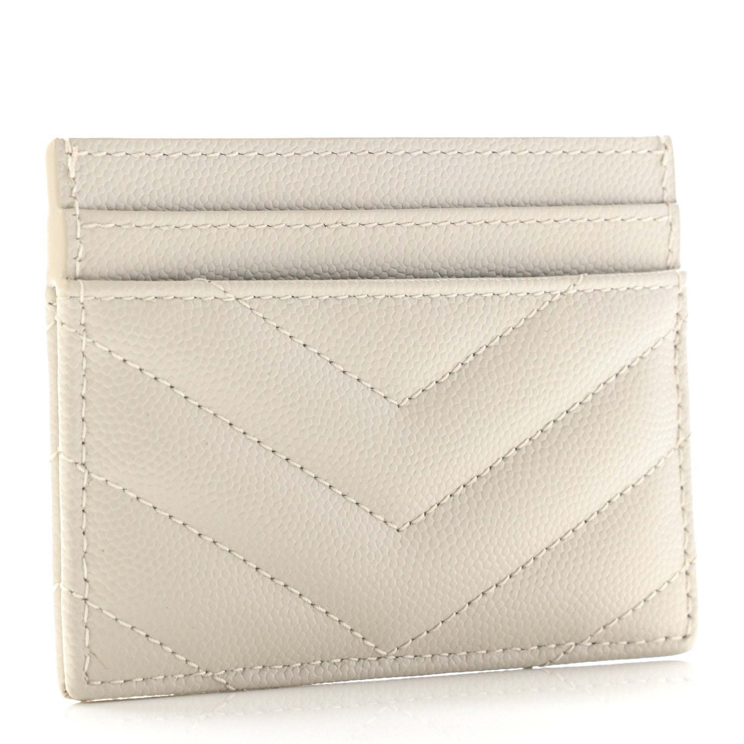 Saint Laurent Grain De Poudre Matelasse Chevron Monogram Credit Card Case Crema Soft 3 of 7