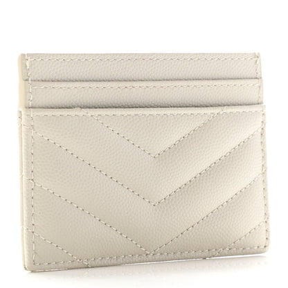 Saint Laurent Grain De Poudre Matelasse Chevron Monogram Credit Card Case Crema Soft 3 of 7