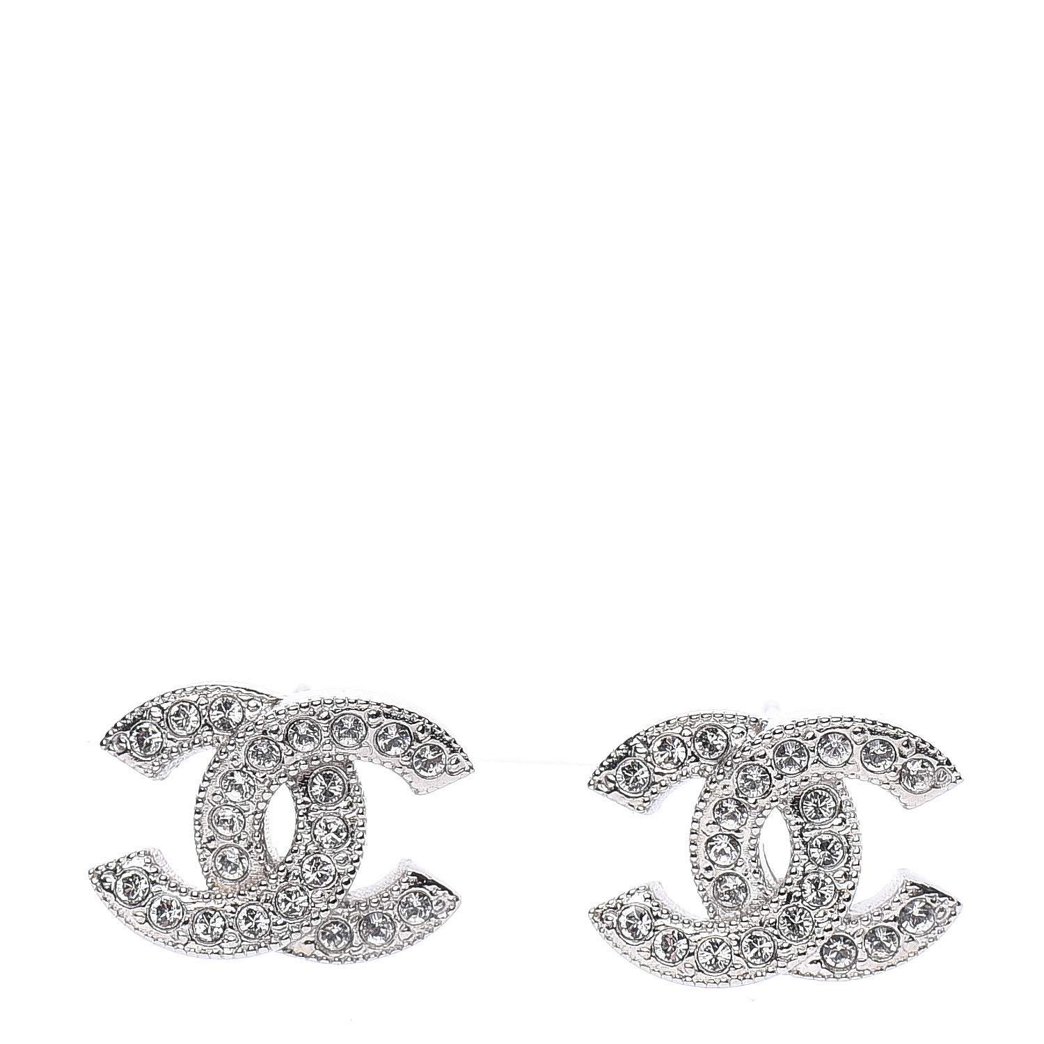 Chanel Crystal CC Earrings Silver 1 of 4
