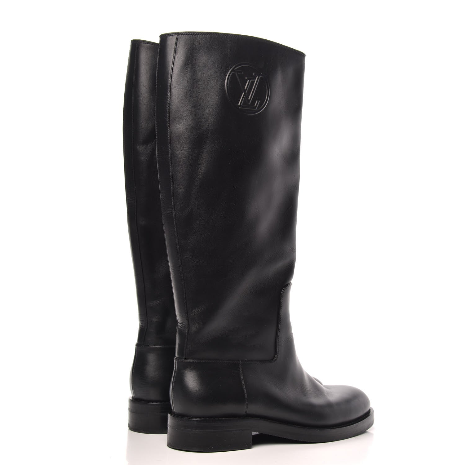Louis Vuitton Calfskin Overdrive Flat High Boots 38.5 Black 4 of 10