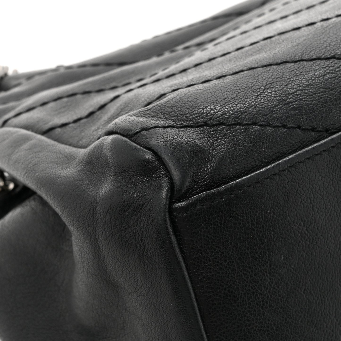 Pebbled Lambskin Chevron Monogram Small Nolita Black