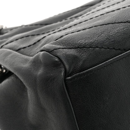 Saint Laurent Pebbled Lambskin Chevron Monogram Small Nolita Black 16 of 17